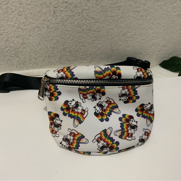 Loungefly Disney Mickey with rainbow dropshadow print faux textured Hip Pack - Picture 2 of 14